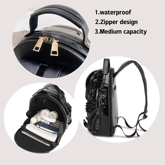 4078 Goth Bag Alien Y2K Backpack Xenomorph Costume Outdoor black